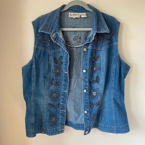 FlashBack Vintage Blue Denim Beaded Vest